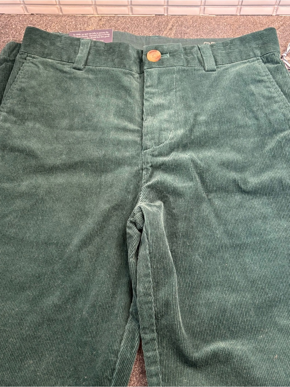 Vineyard Vines Breaker Pant Forest Green Corduroy Boy’s Pants